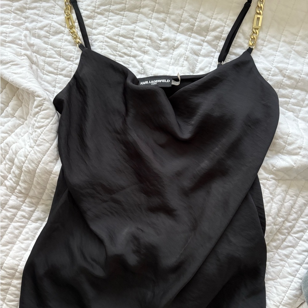 Karl Lagerfeld silk cami with Gold Accents